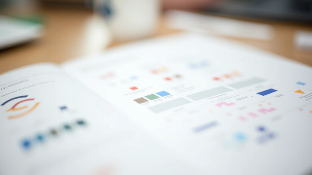 Seite aus einem Markenrichtlinien-Handbuch mit Linienstärke-Muster, Farb-Paletten und geometrischen Formen