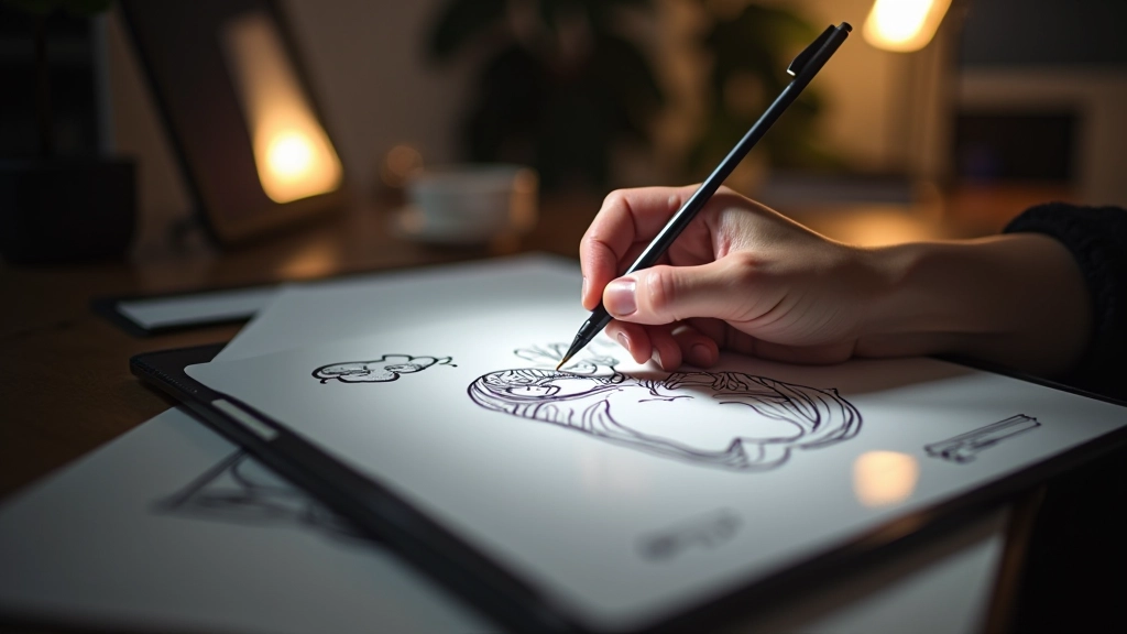 Designer bei der Erstellung einer handgezeichneten Illustration