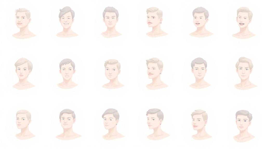 Raster von kleinen Spot-Illustrationen zeigt konsistente Anwendung von Farben, Linienstärke und Stil