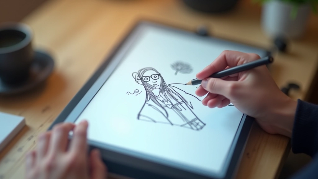 Handgezeichnete Illustration eines Charakters mit natürlichen Linien und organischen Formen auf digitalem Tablet