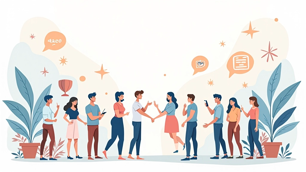 Große, komplexe Hero-Illustration mit mehreren Figuren und Elementen zeigt professionelle Komposition