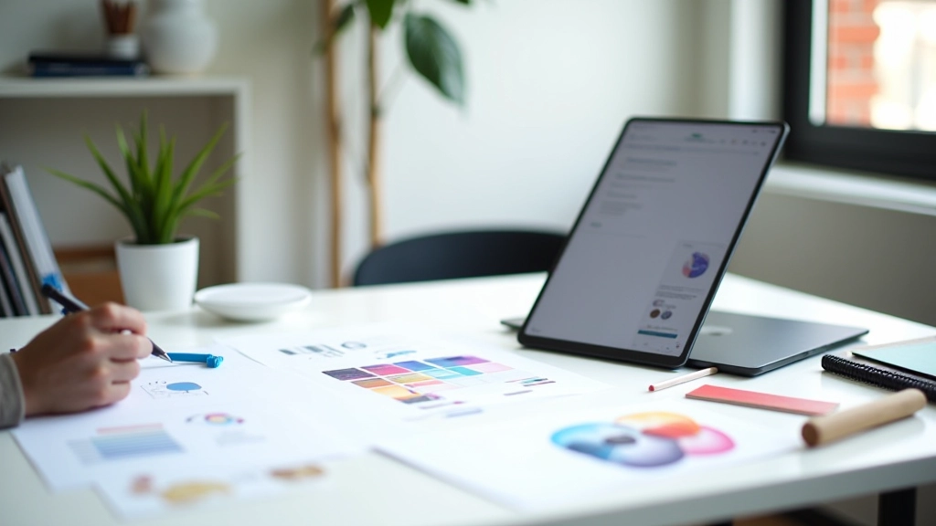 Modernes Design-Studio mit Illustrationstablets und Skizzen