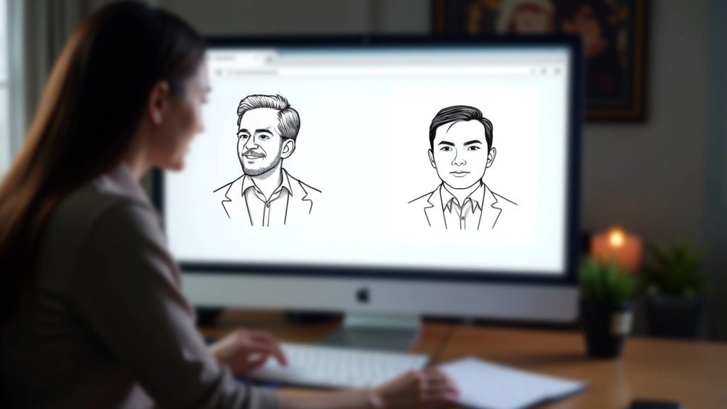 Vergleich von handgezeichneten und Vektor-Illustrationsstilen nebeneinander auf einem Designer-Bildschirm